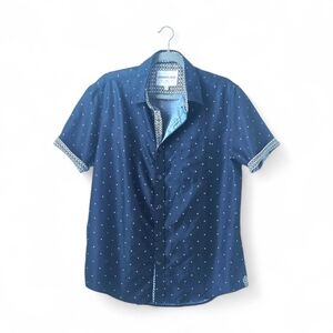 International Report | Navy Blue Polka Dot Men's Button Down Shirt